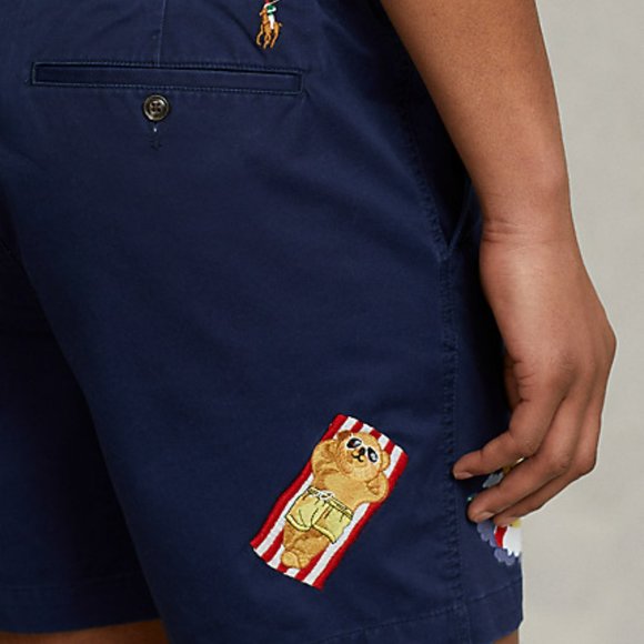 Polo Ralph Lauren Men's Polo Bear 6" Stretch Classic Fit Prepster Shorts Navy - Picture 2 of 6